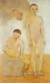 Dos jóvenes, década de 1905, desnudo abstracto.